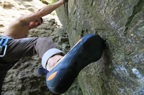 Climbing shoes widen and stretch