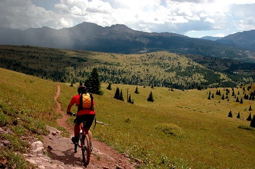 Mountain biking on trails